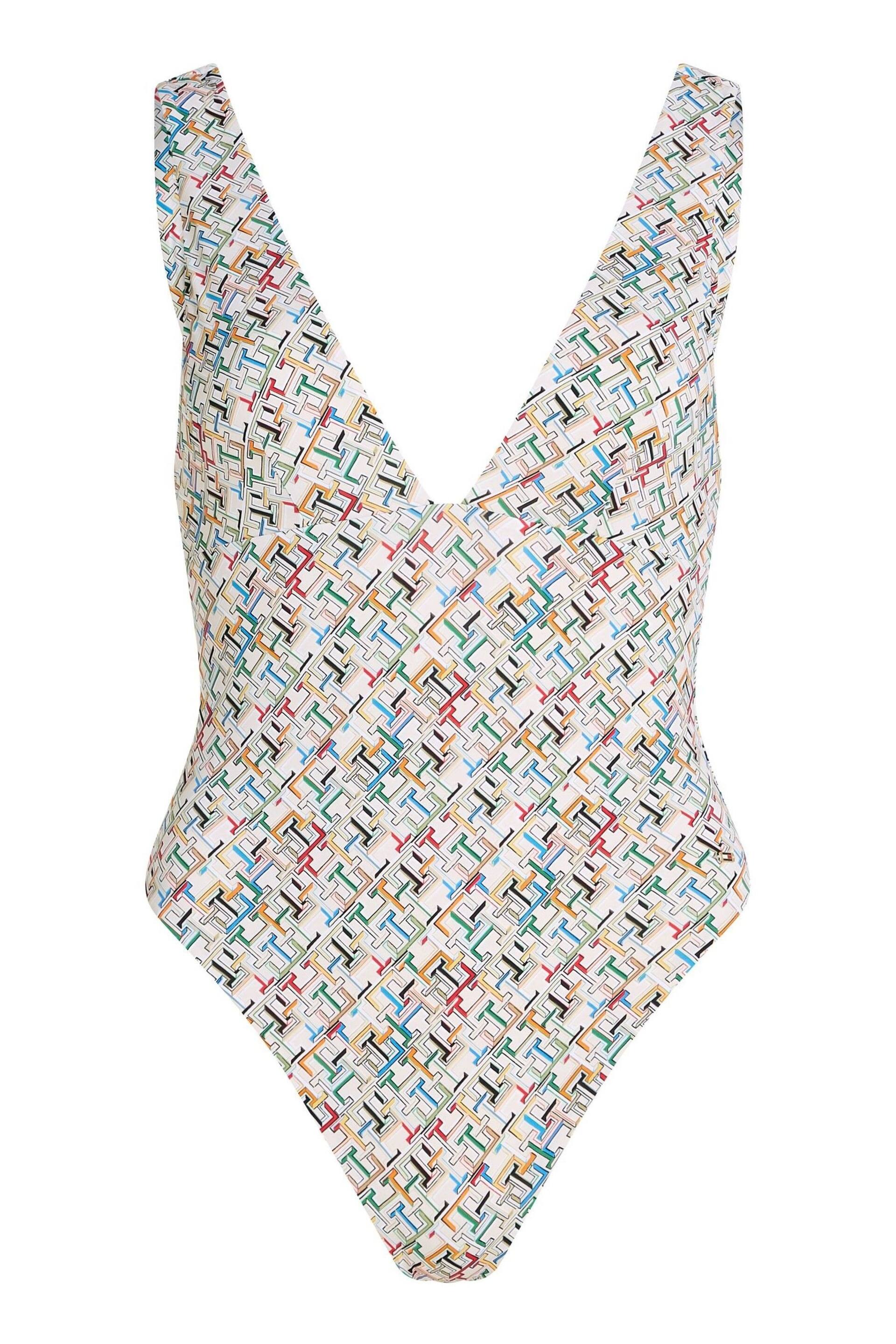 Tommy Hilfiger Cream Plunge One Piece Swimsuit - Image 4 of 6