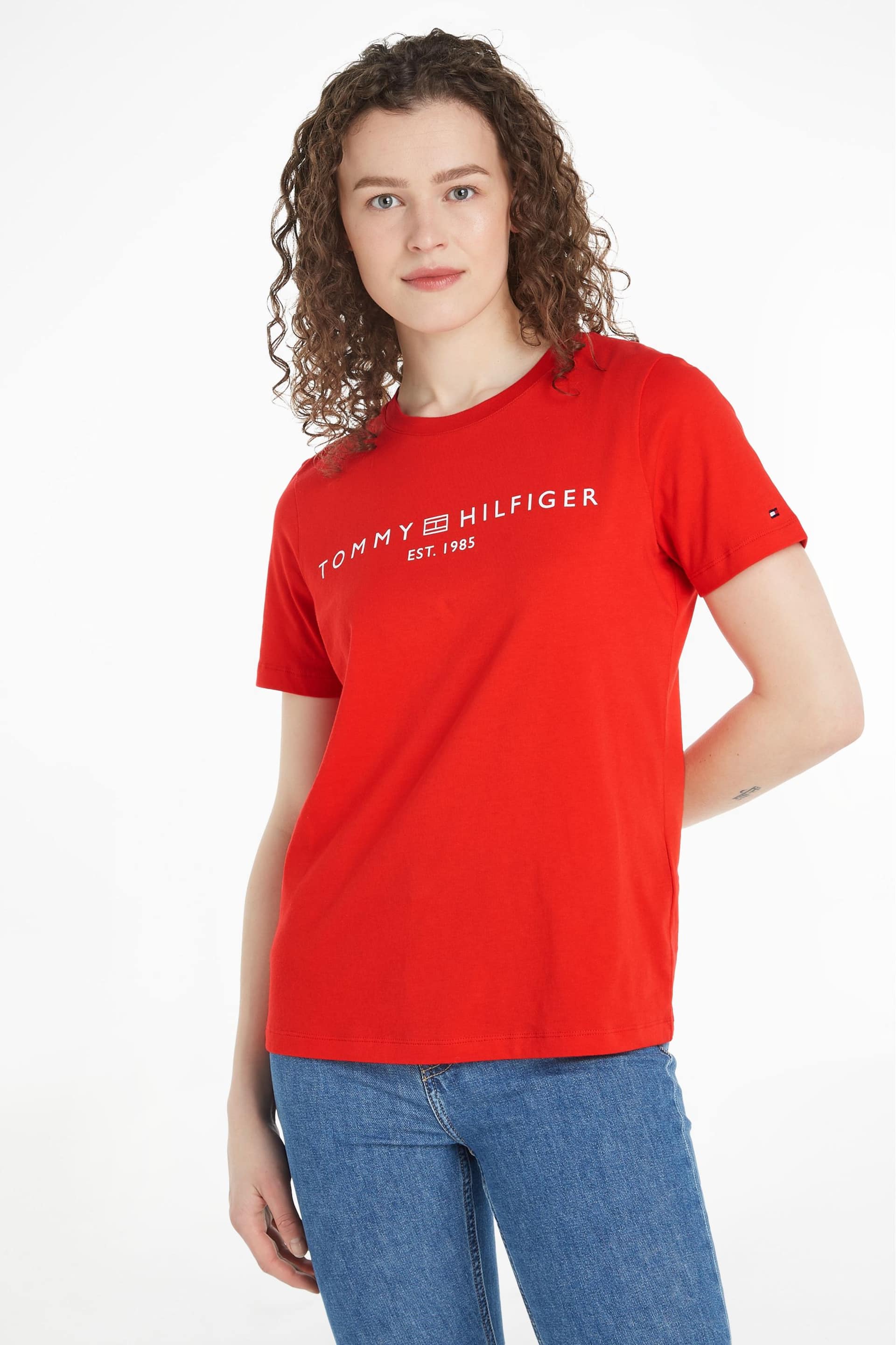 Tommy Hilfiger Red Logo T-Shirt - Image 1 of 6