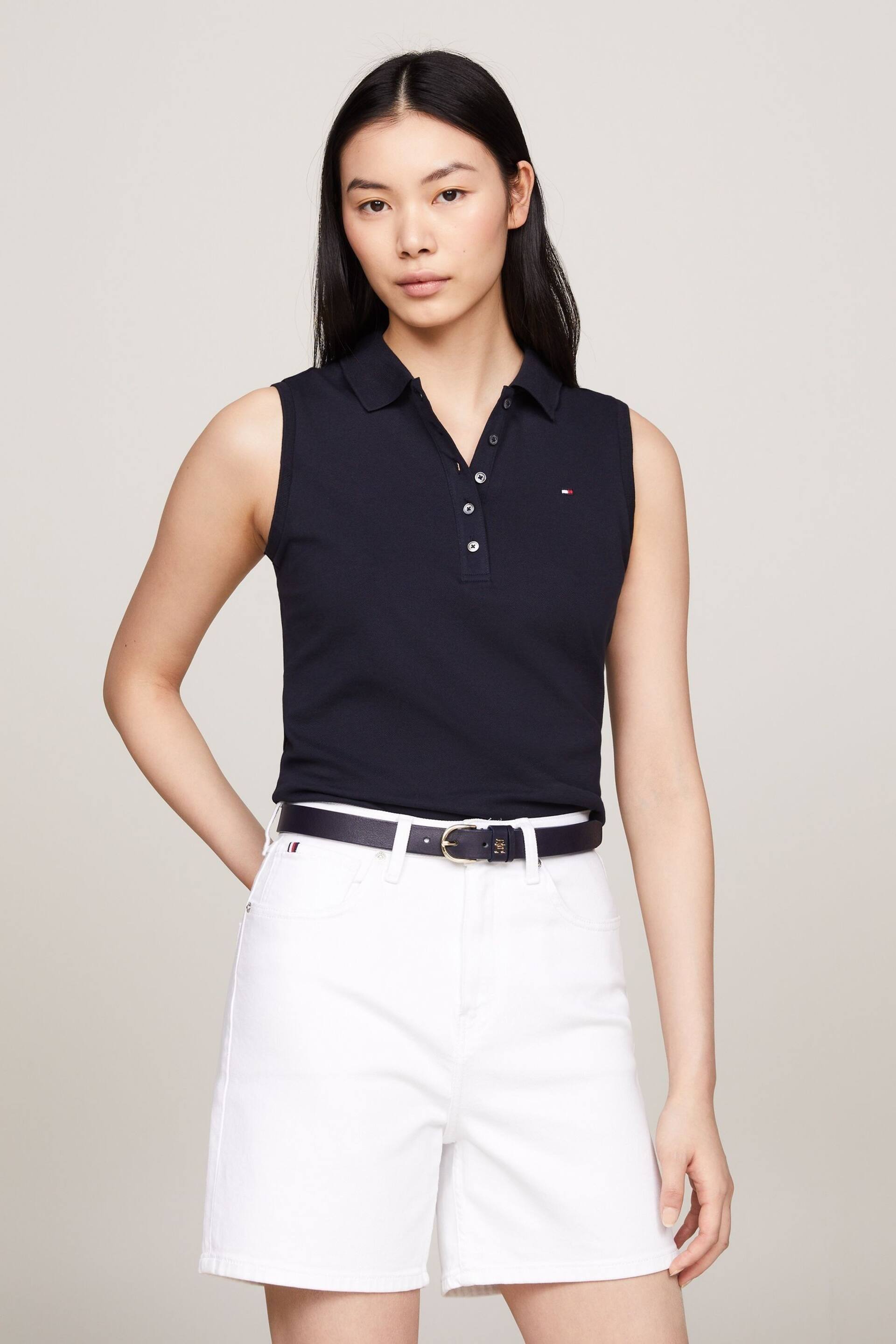 Tommy Hilfiger Blue1985 Sleeveless Polo Top - Image 1 of 5
