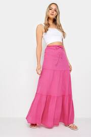 Long Tall Sally Pink Acid Wash Tiered Maxi Skirt - Image 1 of 4