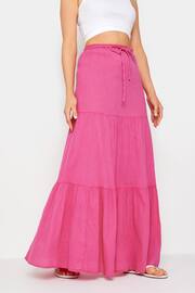 Long Tall Sally Pink Acid Wash Tiered Maxi Skirt - Image 2 of 4