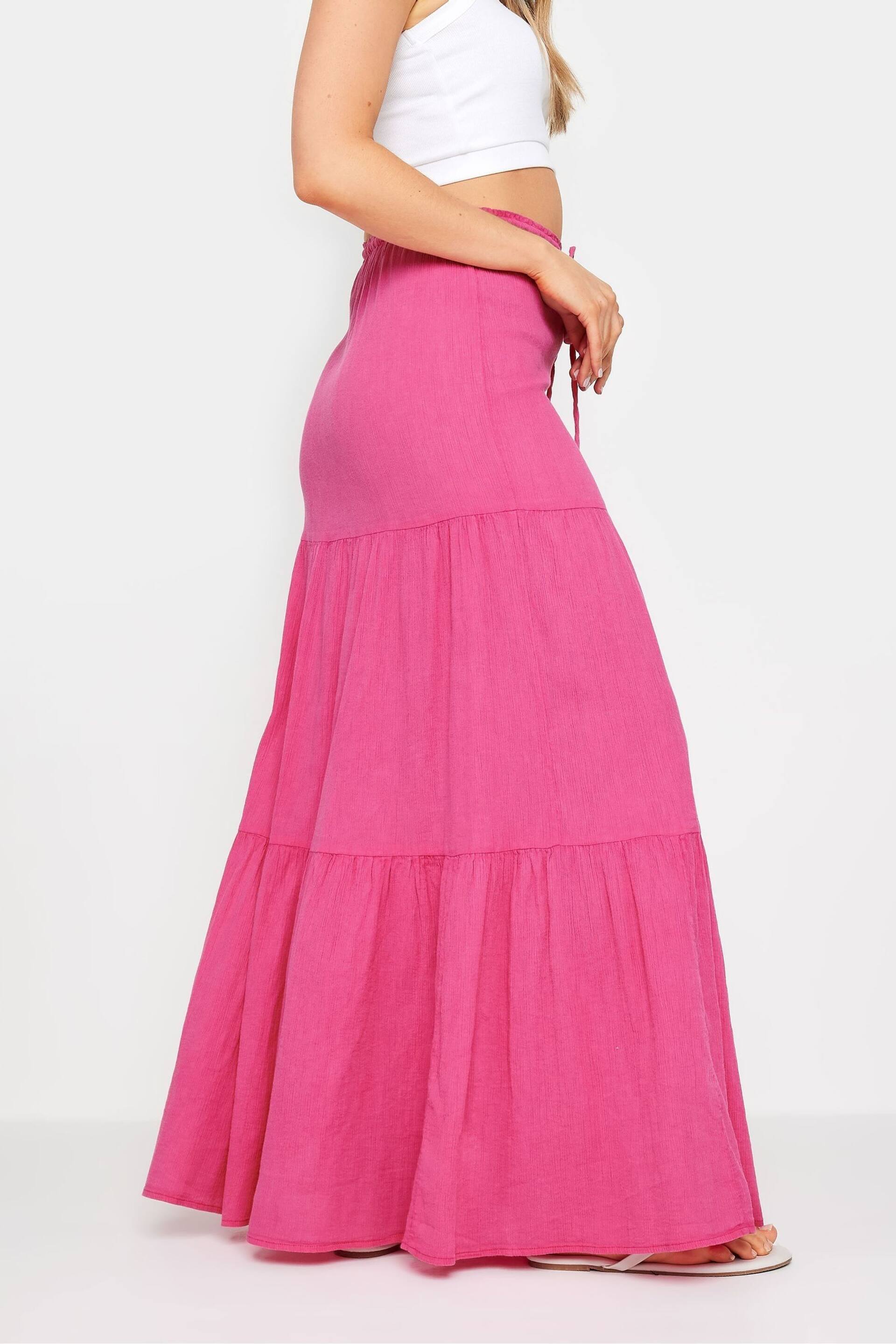 Long Tall Sally Pink Acid Wash Tiered Maxi Skirt - Image 3 of 4