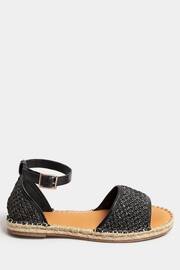 Long Tall Sally Black Espadrille Open Toe Sandals In Standard Fit - Image 1 of 5