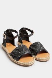 Long Tall Sally Black Espadrille Open Toe Sandals In Standard Fit - Image 2 of 5