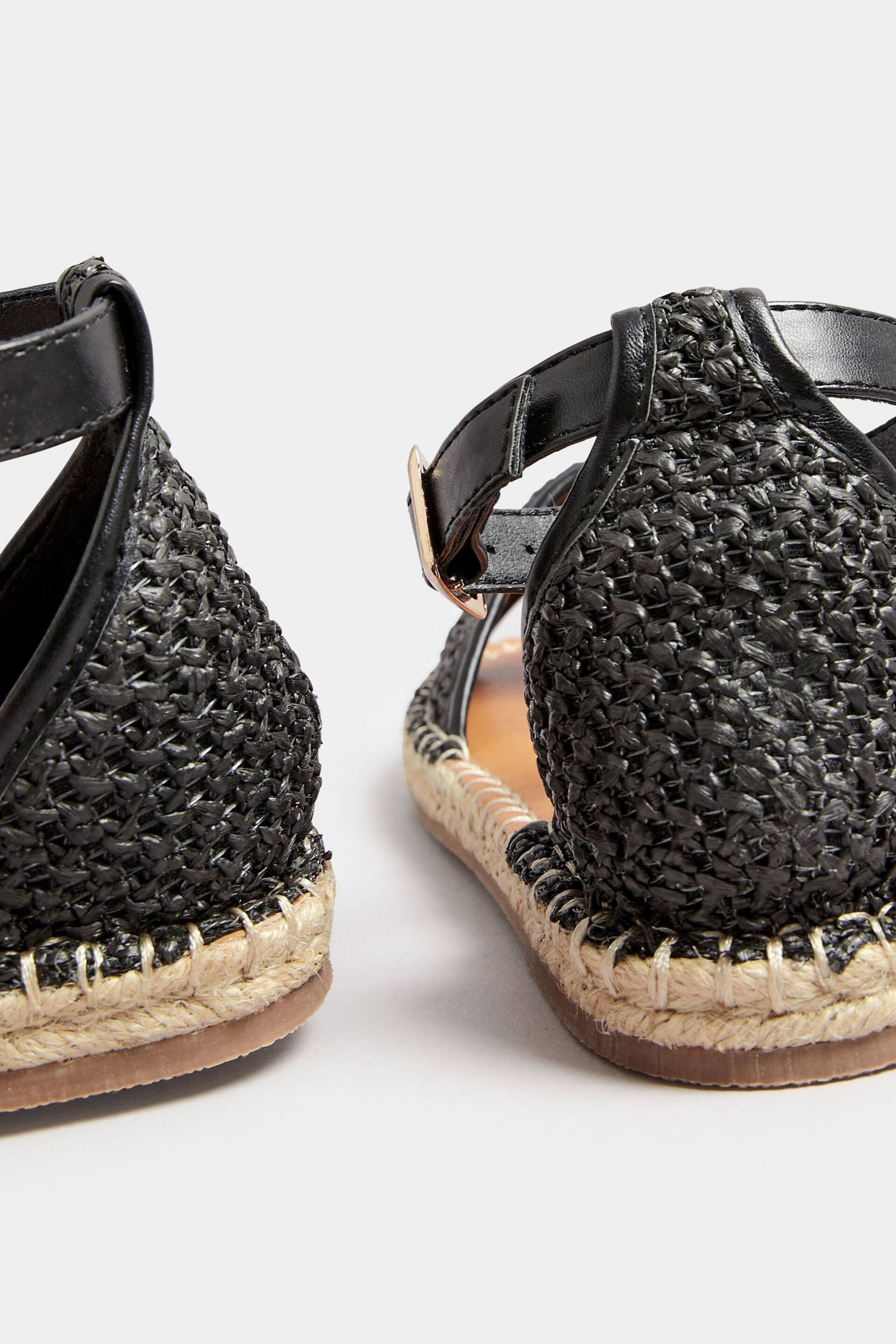 Long Tall Sally Black Espadrille Open Toe Sandals In Standard Fit - Image 3 of 5