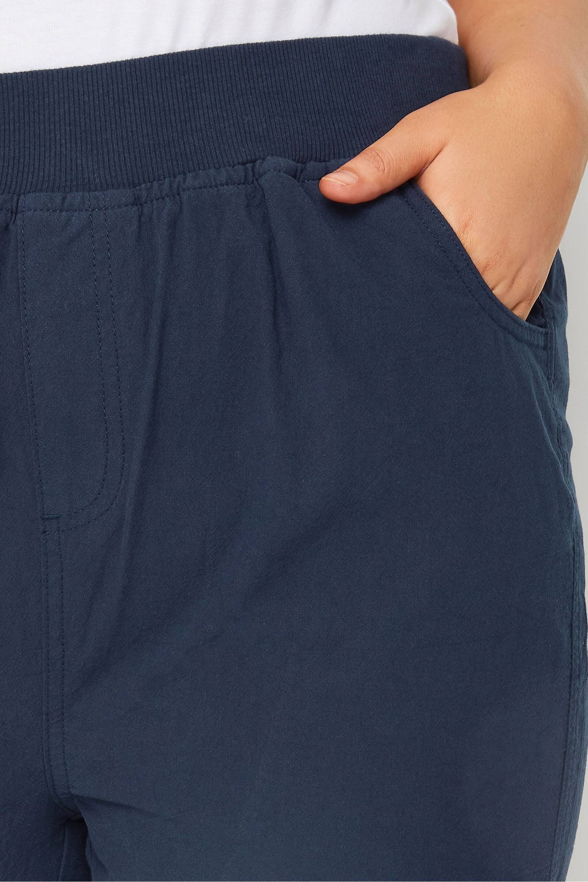 Yours Curve Blue Cool Cotton Shorts With Jersey Waist Band - Image 3 of 5