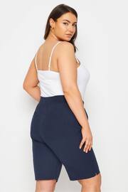 Yours Curve Blue Cool Cotton Shorts With Jersey Waist Band - Image 4 of 5