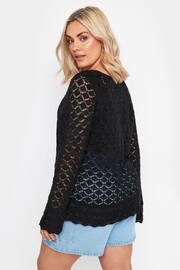 Yours Curve Black Crochet Detail Jumper - Image 4 of 5