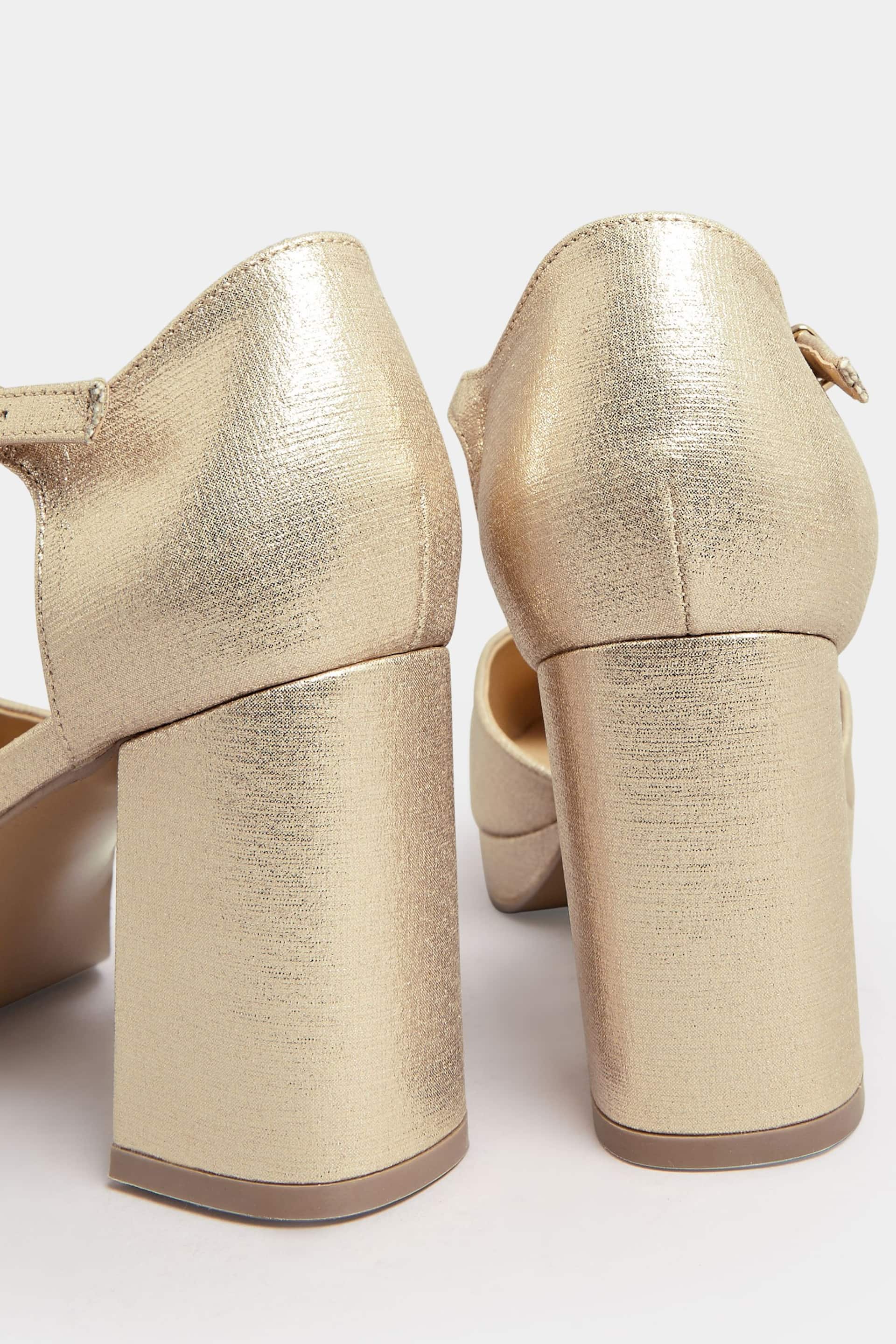 Yours Curve Gold Extra-Wide Fit Platform Court Shoes - Image 3 of 4