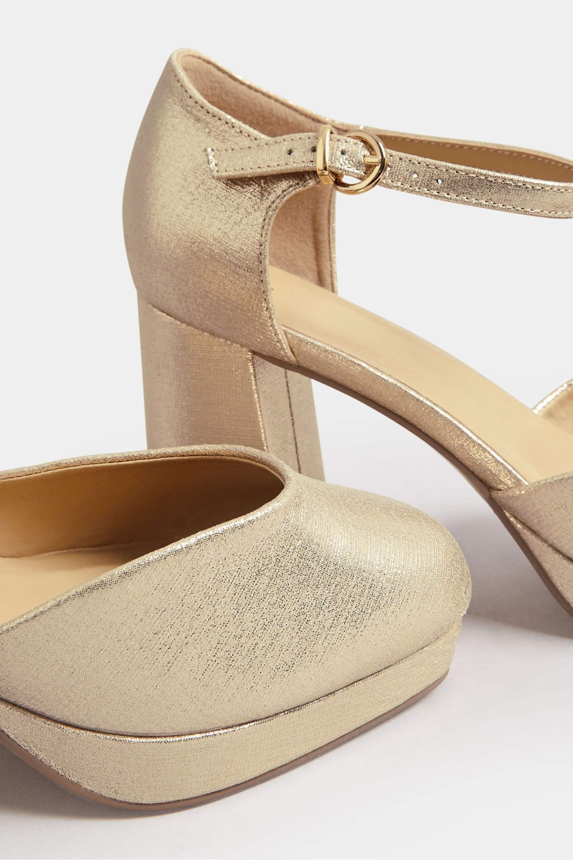 Yours Curve Gold Extra-Wide Fit Platform Court Shoes - Image 4 of 4