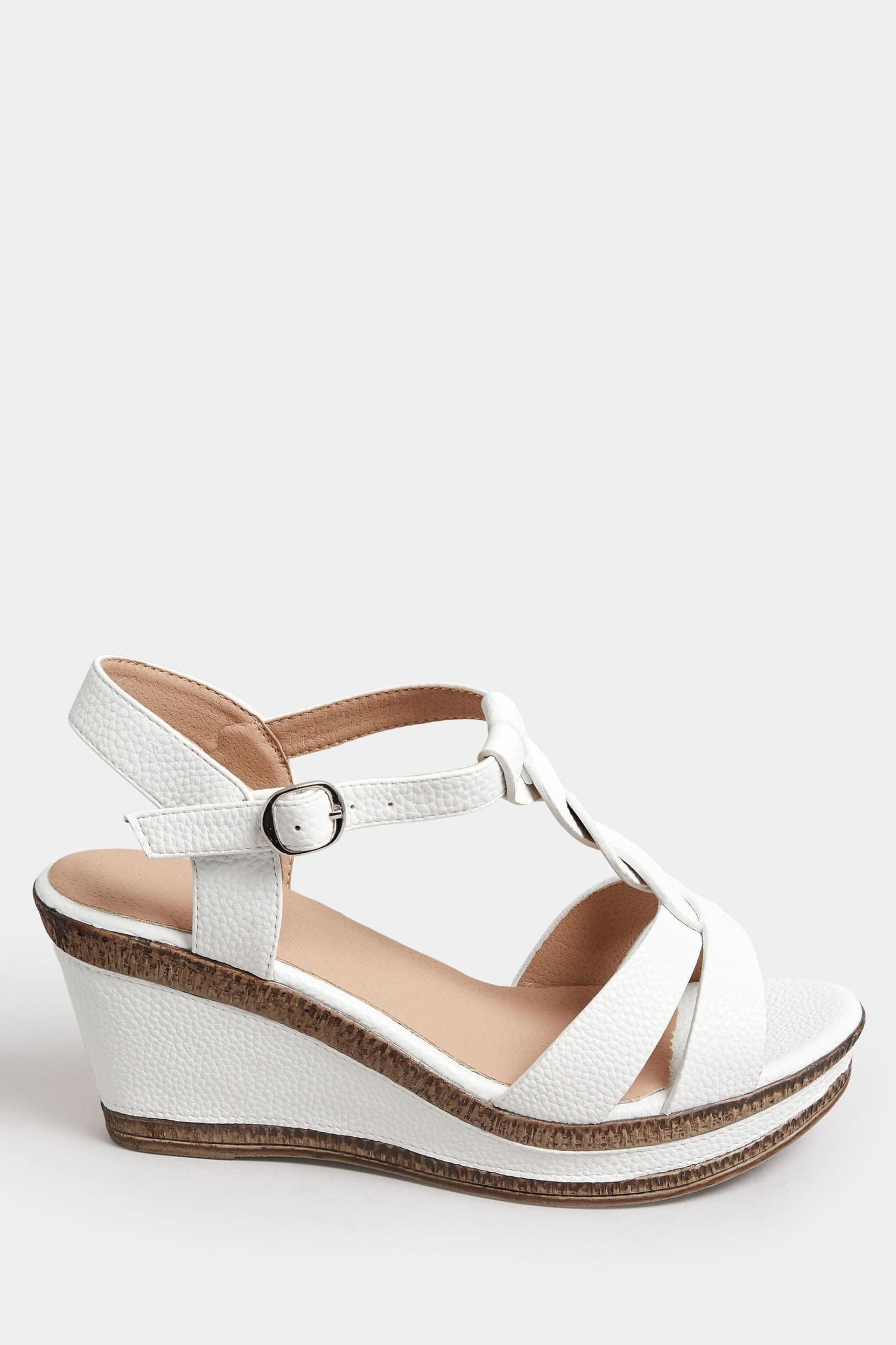 Yours Curve White Cross Strap Wedge Heels In Extra Wide EEE Fit - Image 2 of 5