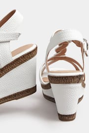 Yours Curve White Cross Strap Wedge Heels In Extra Wide EEE Fit - Image 3 of 5