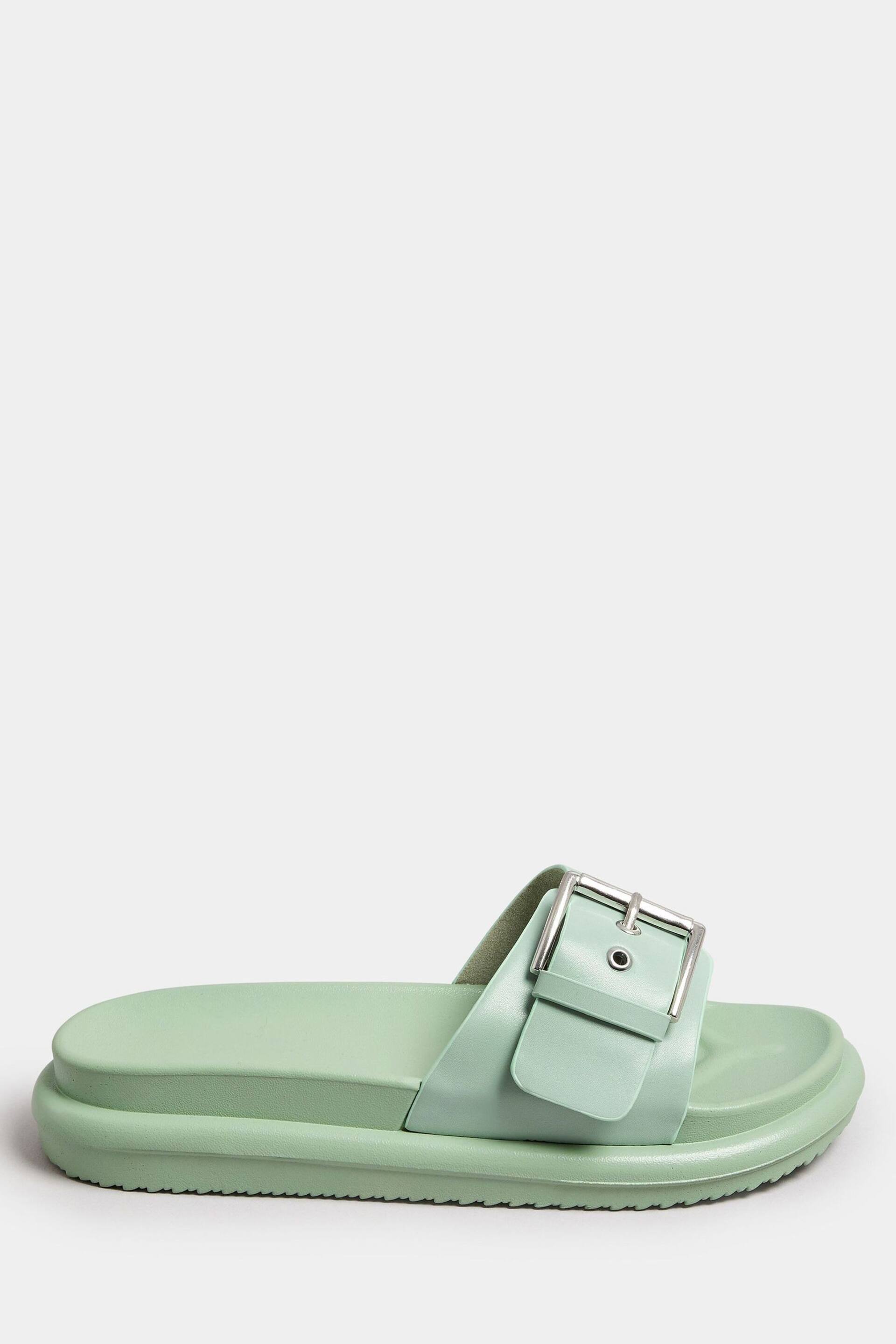 Yours Curve Green Buckle Strap Mule Sandal In Wide E Fit - Image 1 of 5