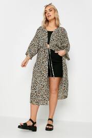 Yours Curve Brown Leopard Print Longline Kimono - Image 2 of 5