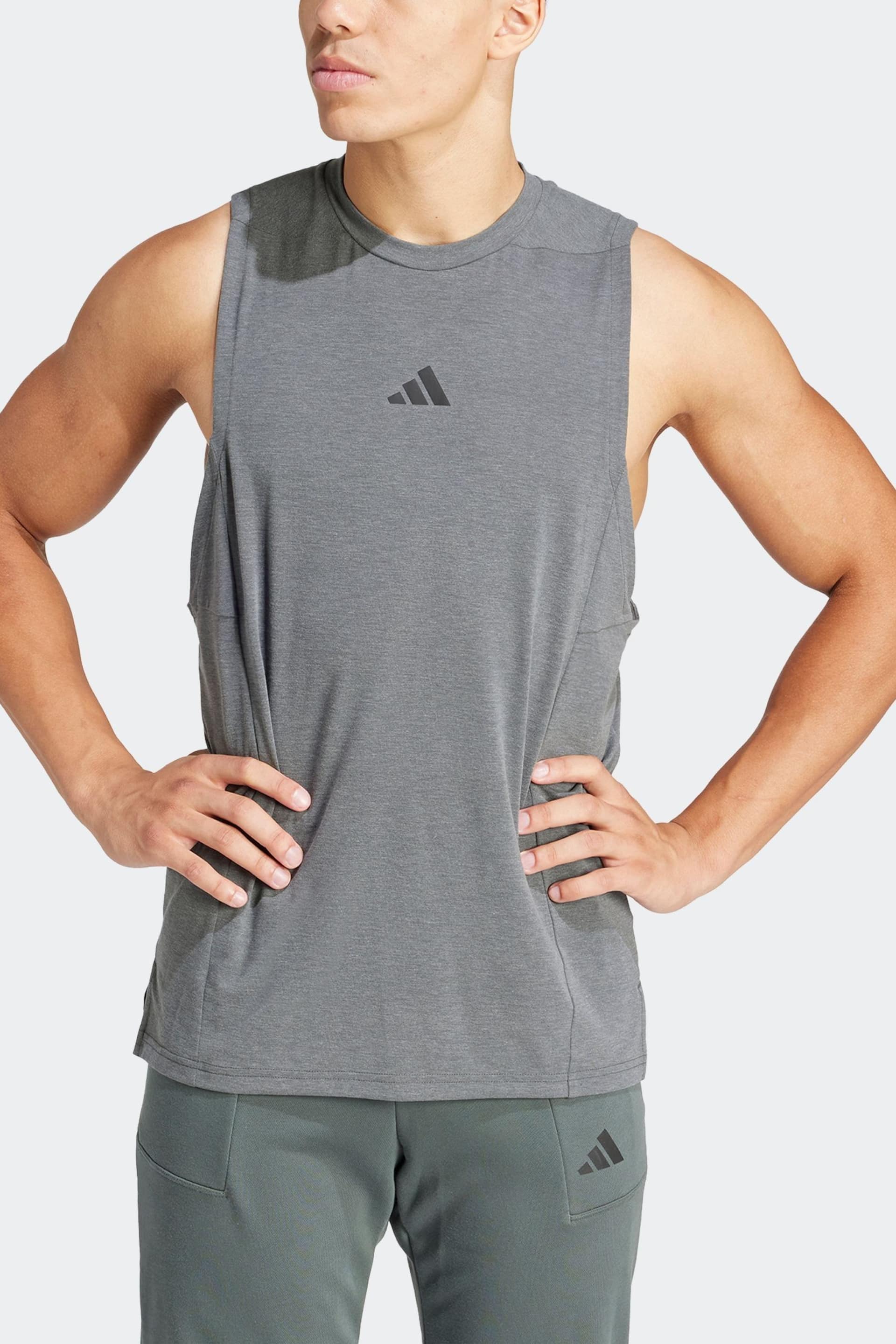 adidas Dark Grey Designed for Training Workout Tank Top - Image 2 of 7