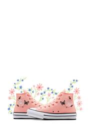 Converse Pink Butterfly Embroidered EVA Lift Youth Trainers - Image 1 of 9