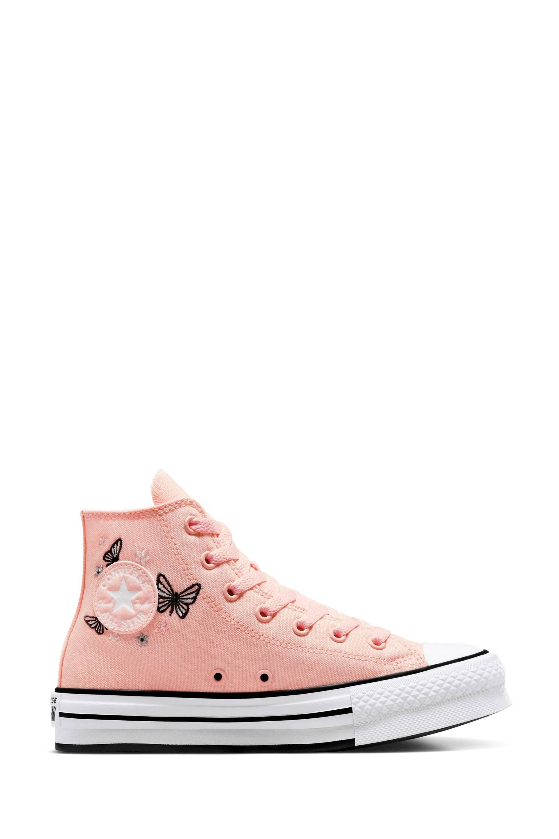 Converse Pink Butterfly Embroidered EVA Lift Youth Trainers - Image 2 of 9