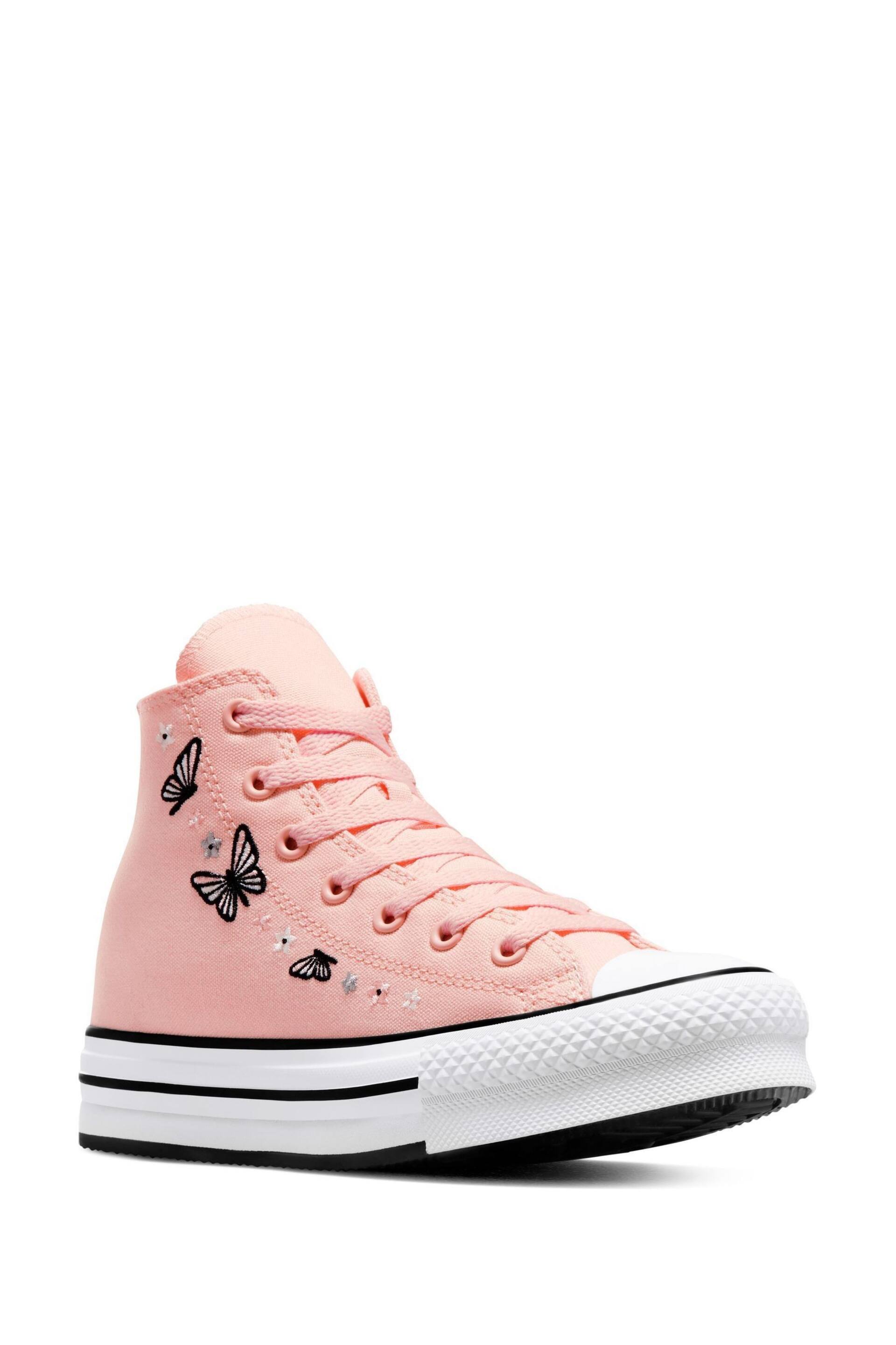 Converse Pink Butterfly Embroidered EVA Lift Youth Trainers - Image 4 of 9