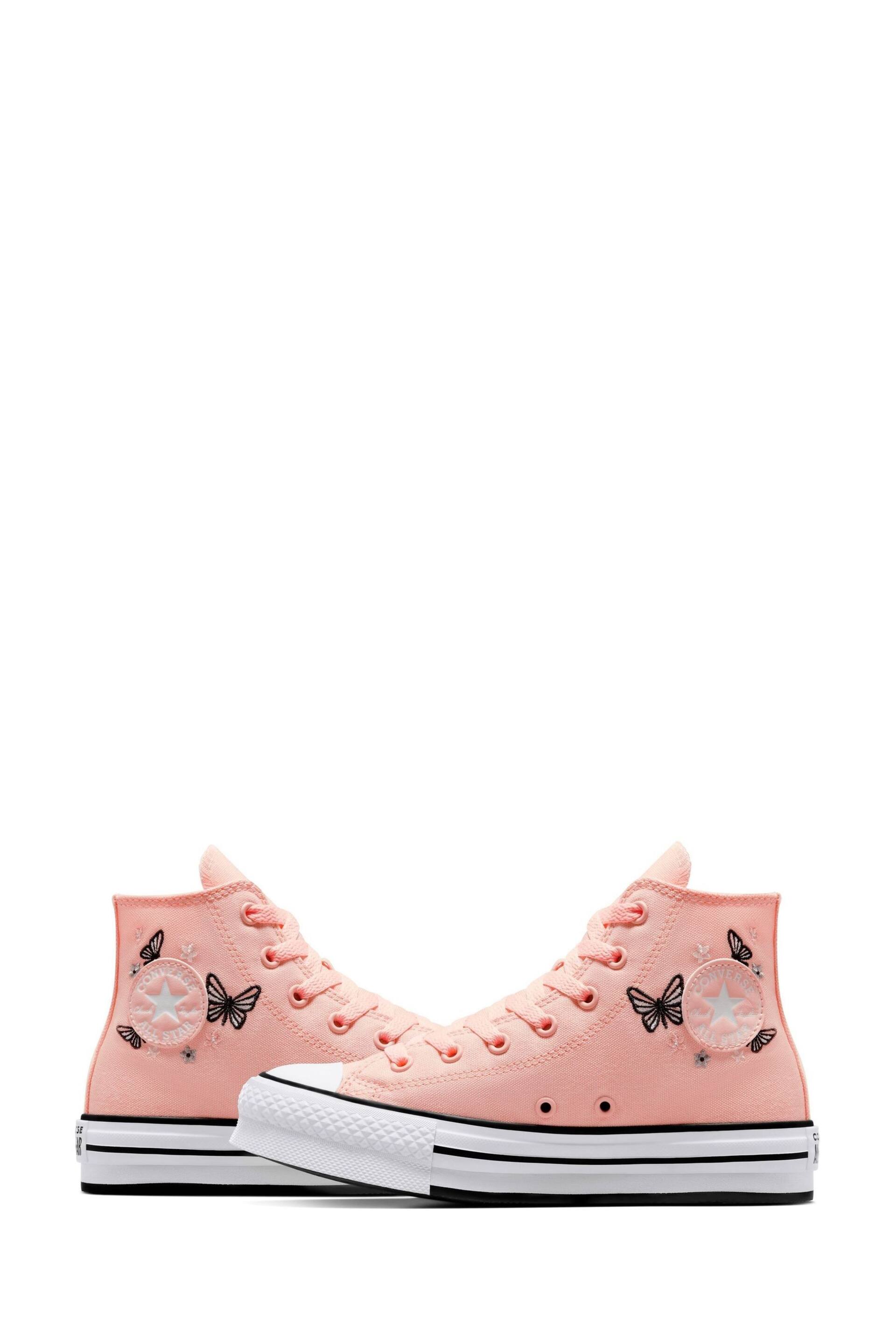 Converse Pink Butterfly Embroidered EVA Lift Youth Trainers - Image 6 of 9