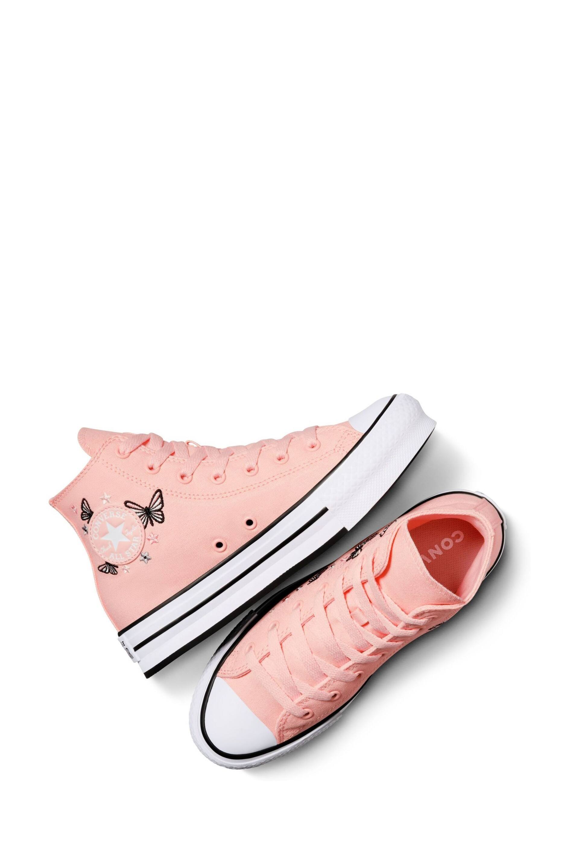 Converse Pink Butterfly Embroidered EVA Lift Youth Trainers - Image 8 of 9