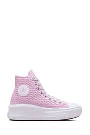 Converse Pink Chuck Taylor Crochet Move Youth Trainers - Image 1 of 8