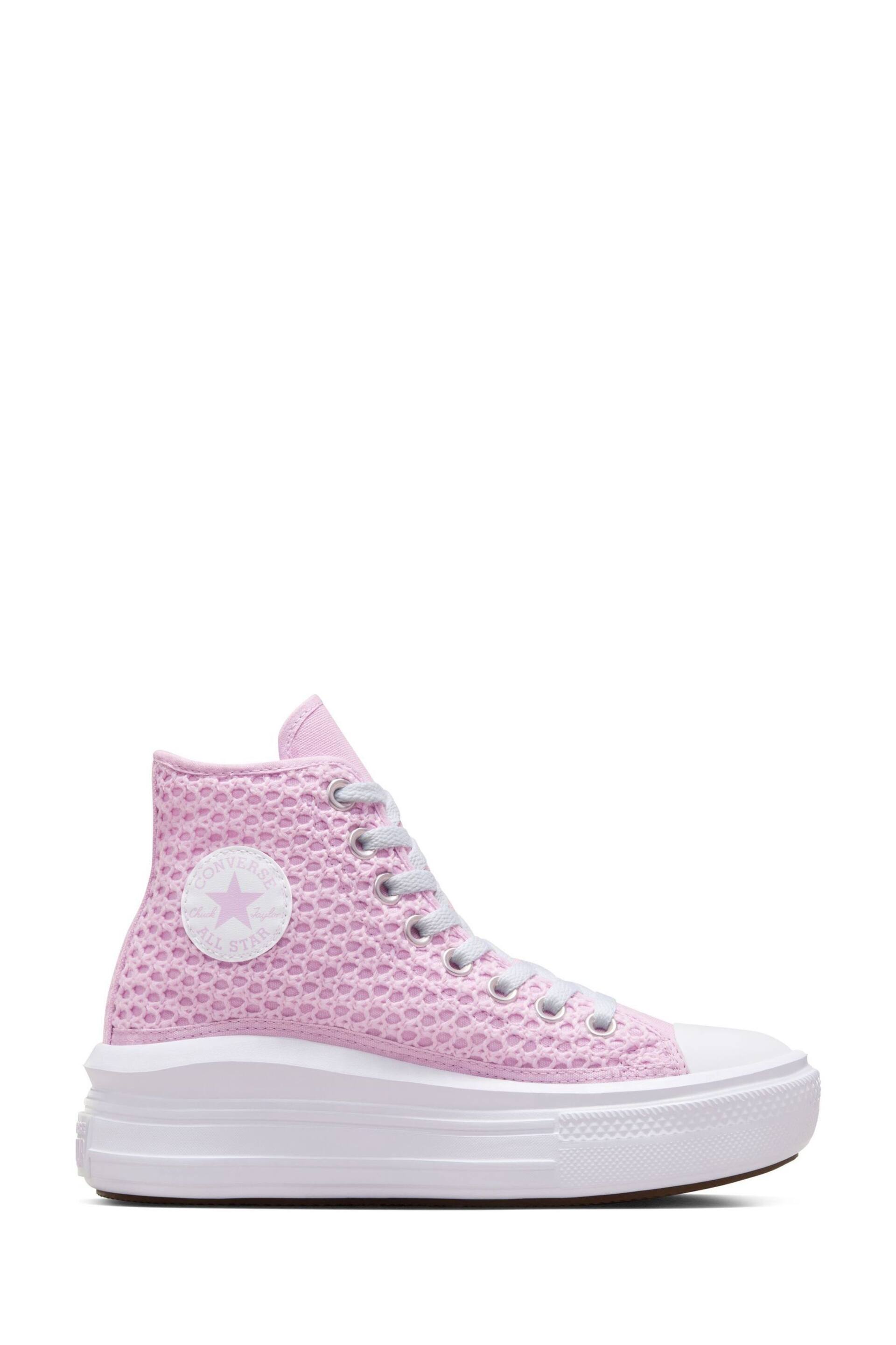Converse Pink Chuck Taylor Crochet Move Youth Trainers - Image 1 of 8
