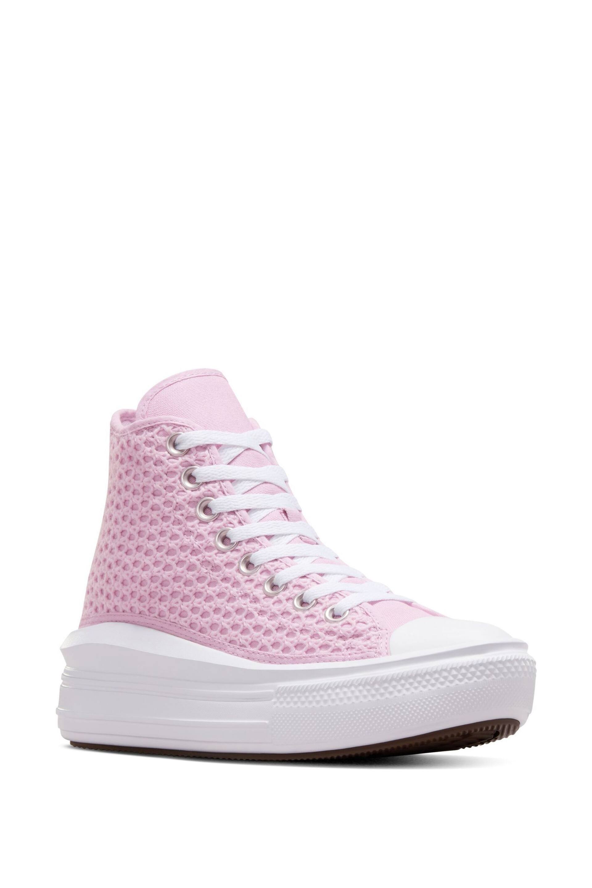 Converse Pink Chuck Taylor Crochet Move Youth Trainers - Image 3 of 8