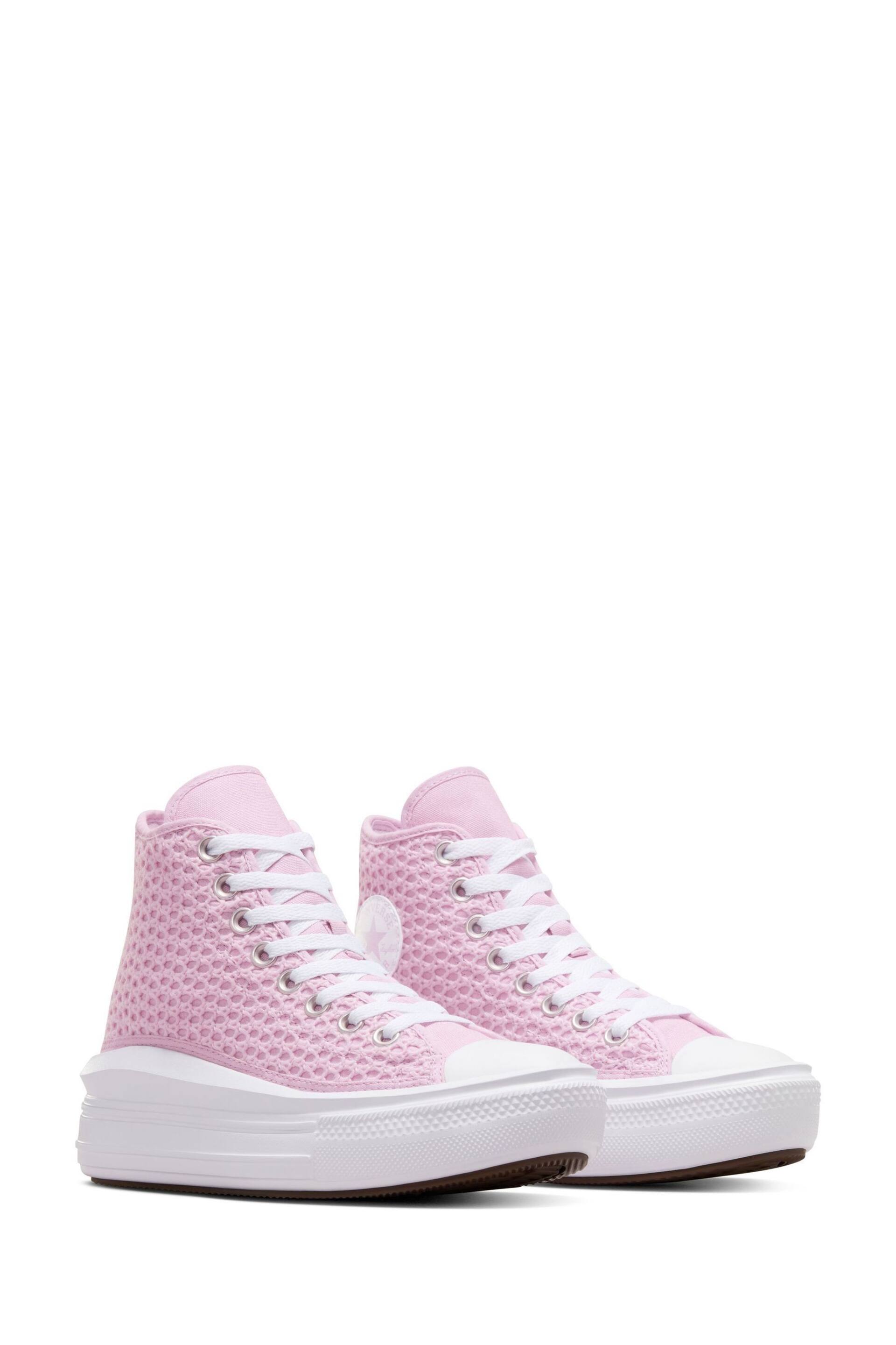 Converse Pink Chuck Taylor Crochet Move Youth Trainers - Image 4 of 8