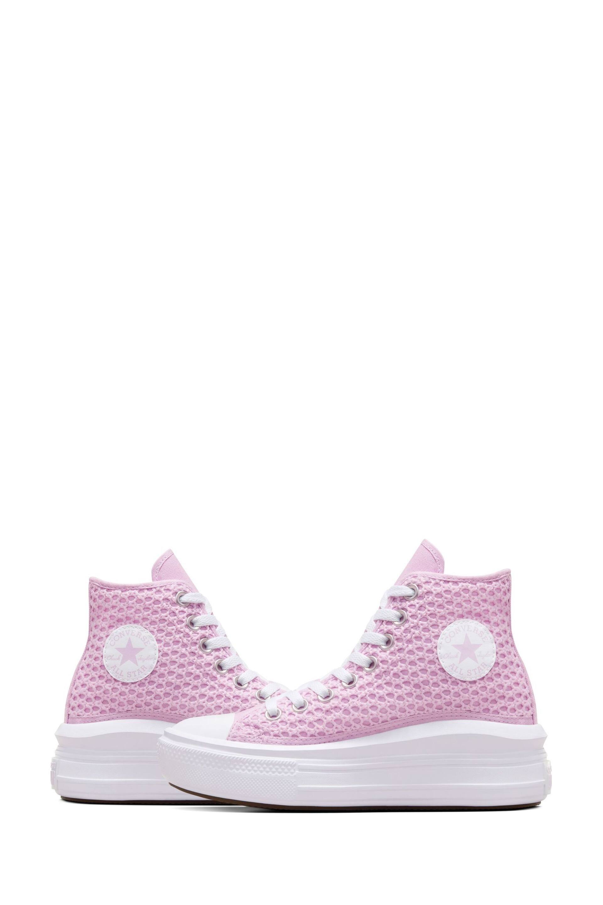 Converse Pink Chuck Taylor Crochet Move Youth Trainers - Image 6 of 8