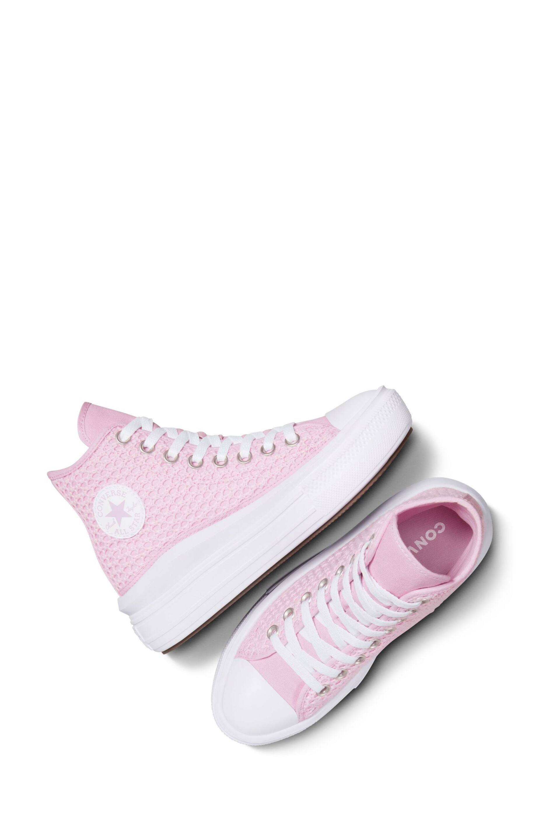 Converse Pink Chuck Taylor Crochet Move Youth Trainers - Image 7 of 8
