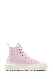 Converse Purple Chuck Taylor Flower Embroidered Lugged Lift Junior Trainers - Image 1 of 12