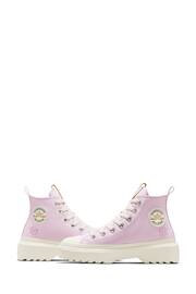 Converse Purple Chuck Taylor Flower Embroidered Lugged Lift Junior Trainers - Image 12 of 12
