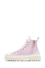 Converse Purple Chuck Taylor Flower Embroidered Lugged Lift Junior Trainers - Image 2 of 12