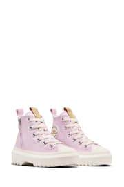 Converse Purple Chuck Taylor Flower Embroidered Lugged Lift Junior Trainers - Image 5 of 12