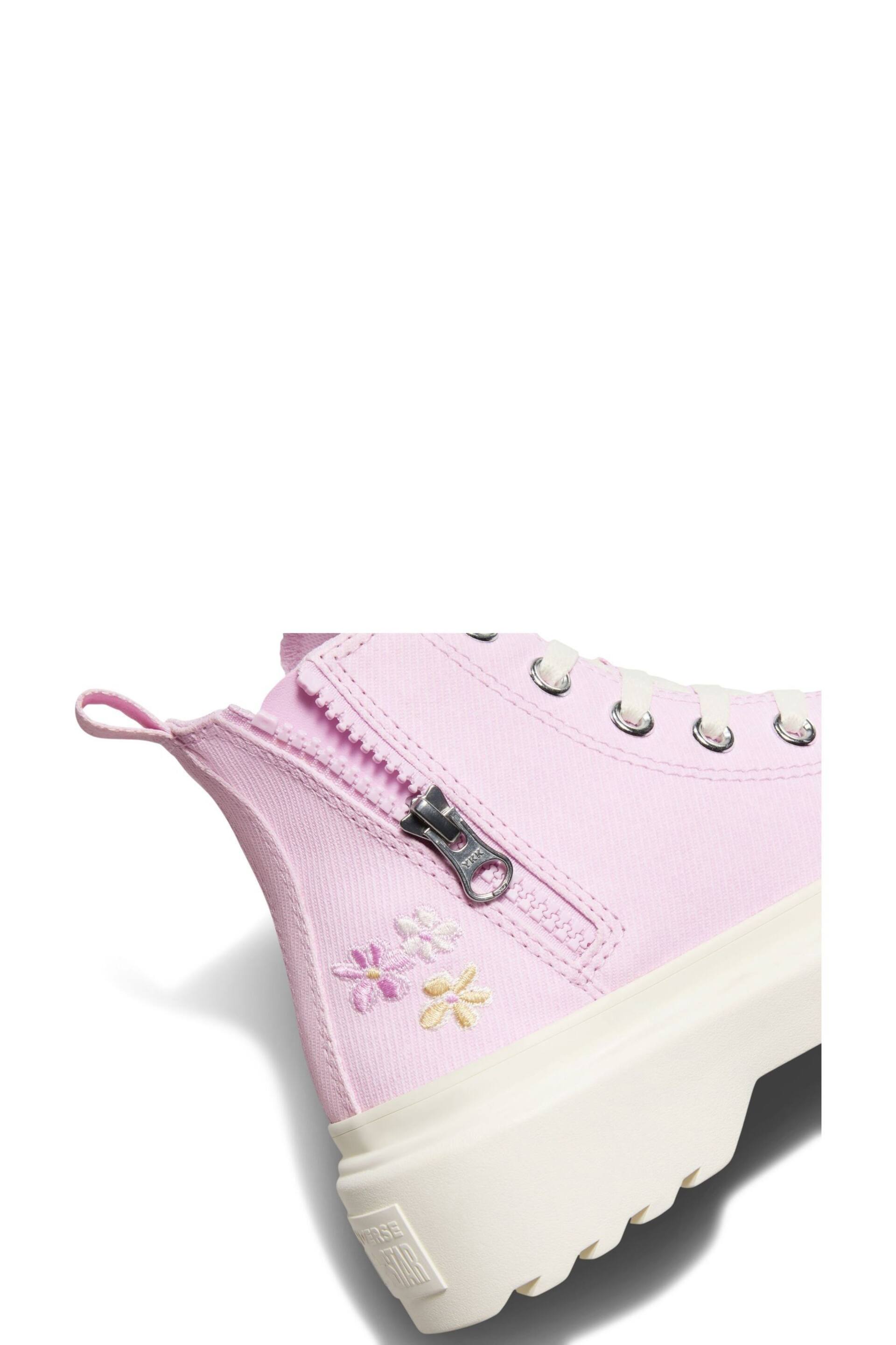 Converse Purple Chuck Taylor Flower Embroidered Lugged Lift Junior Trainers - Image 8 of 12