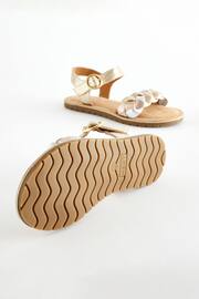 Gold Silver Metallic Leather Plaited Sandals - Image 5 of 6