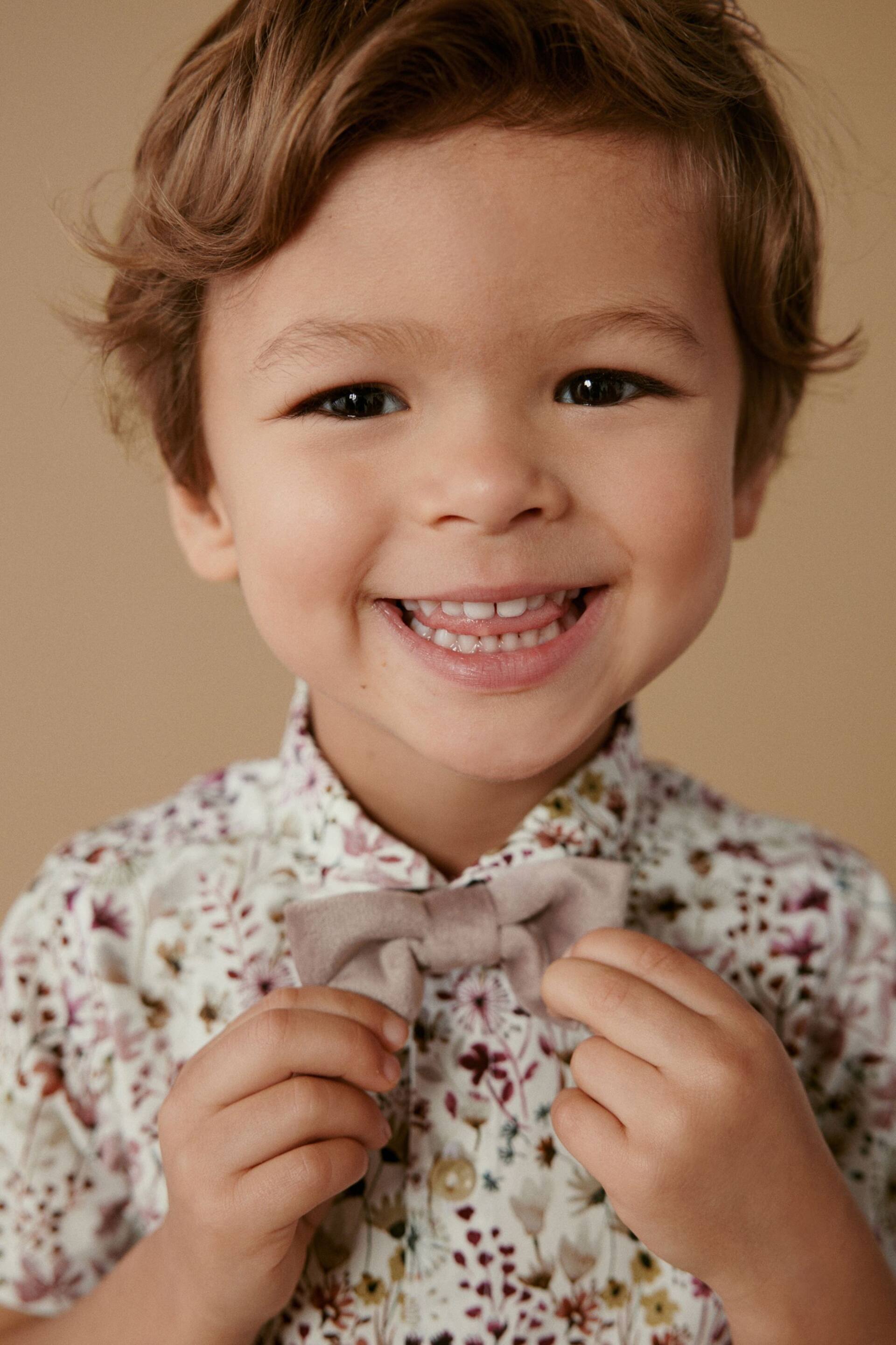 Pink Floral Short Sleeve Shirt And Bow Tie Set (3mths-7yrs) - Image 4 of 8