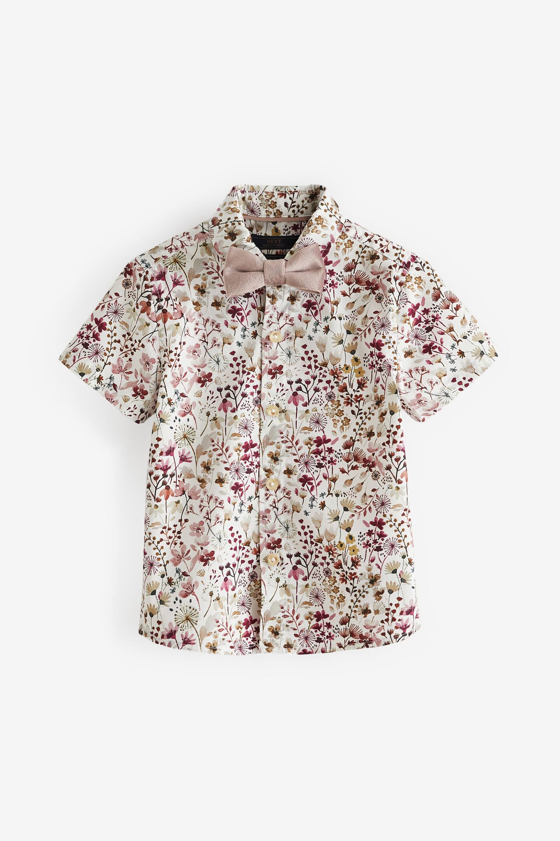 Pink Floral Short Sleeve Shirt And Bow Tie Set (3mths-7yrs) - Image 6 of 8