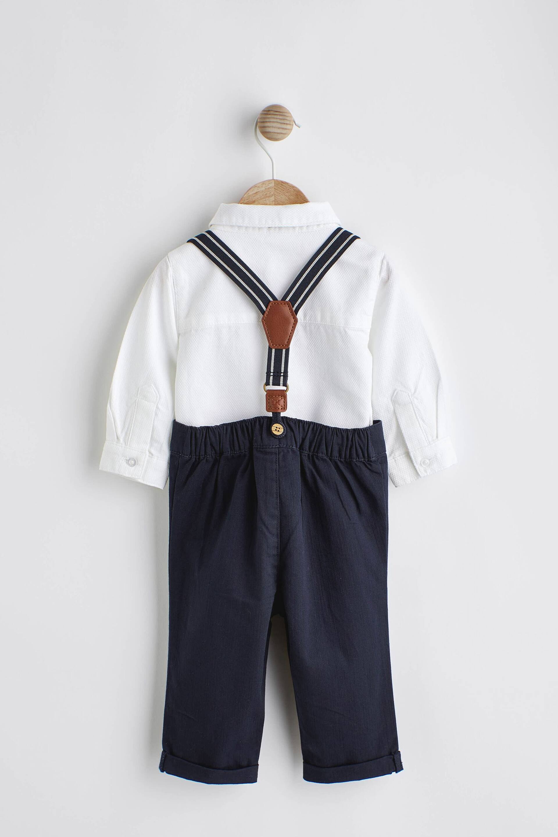 Navy Blue Baby Shirt, Trousers and Braces 3 Piece Set (0mths-2yrs) - Image 2 of 7