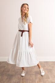 Lakeland Clothing Isla Pointelle Midi White Dress - Image 2 of 7