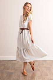 Lakeland Clothing Isla Pointelle Midi White Dress - Image 4 of 7