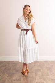 Lakeland Clothing Isla Pointelle Midi White Dress - Image 5 of 7