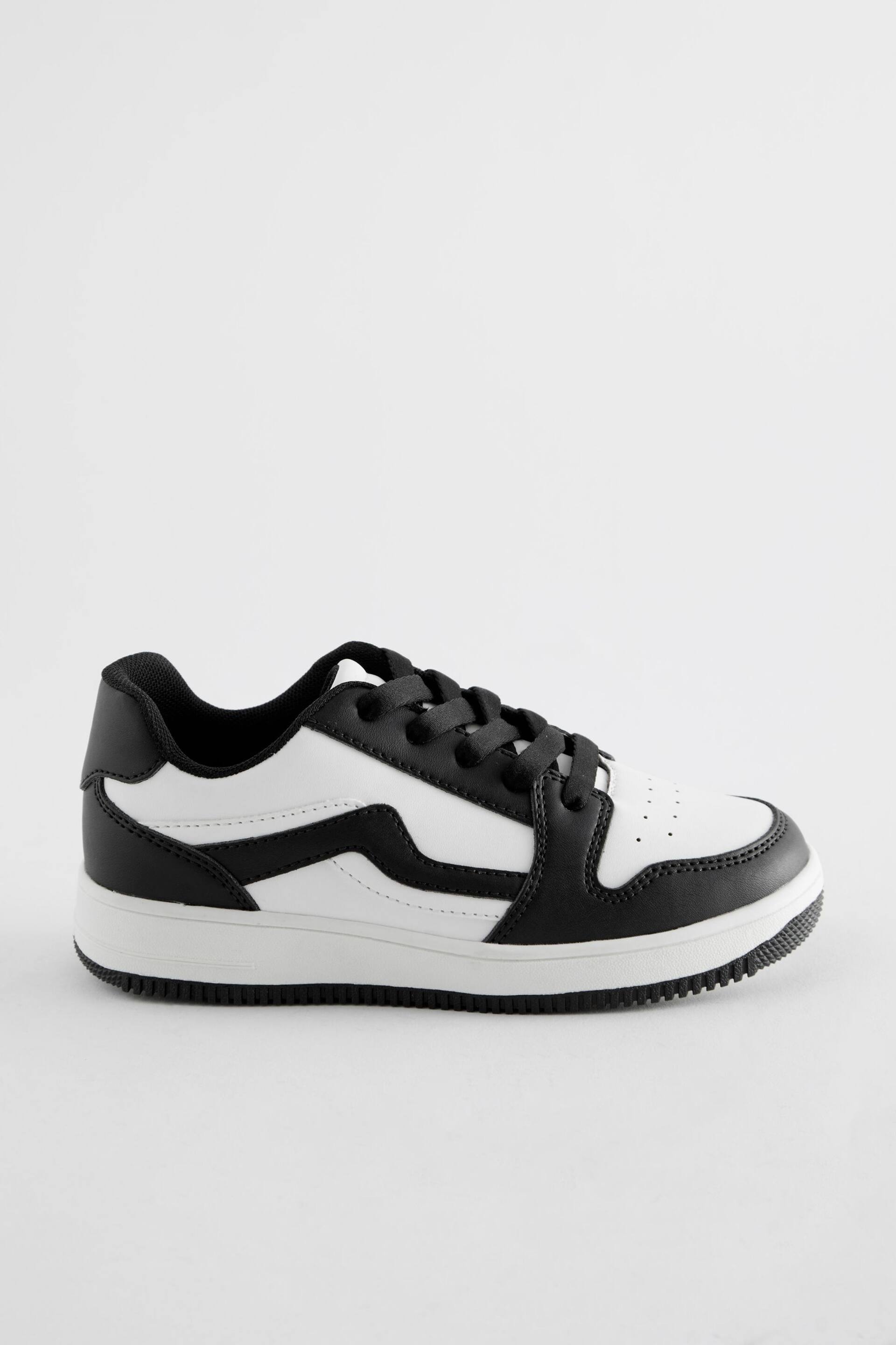 White/ Black Lace-Up Trainers - Image 5 of 8