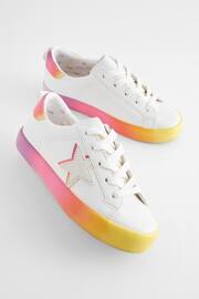 Pink/White Multi Wide Fit (G) Star Lace-Up Trainers - Image 1 of 7