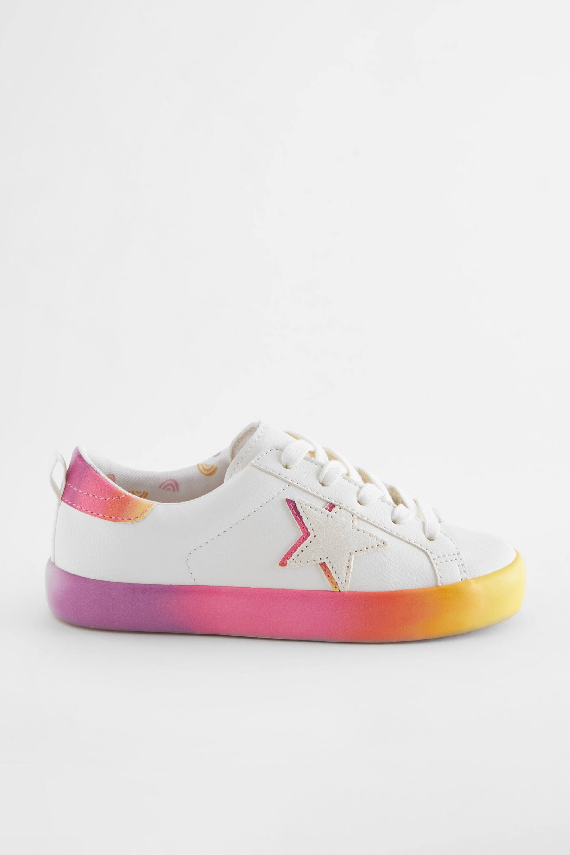 Pink/White Multi Wide Fit (G) Star Lace-Up Trainers - Image 2 of 7