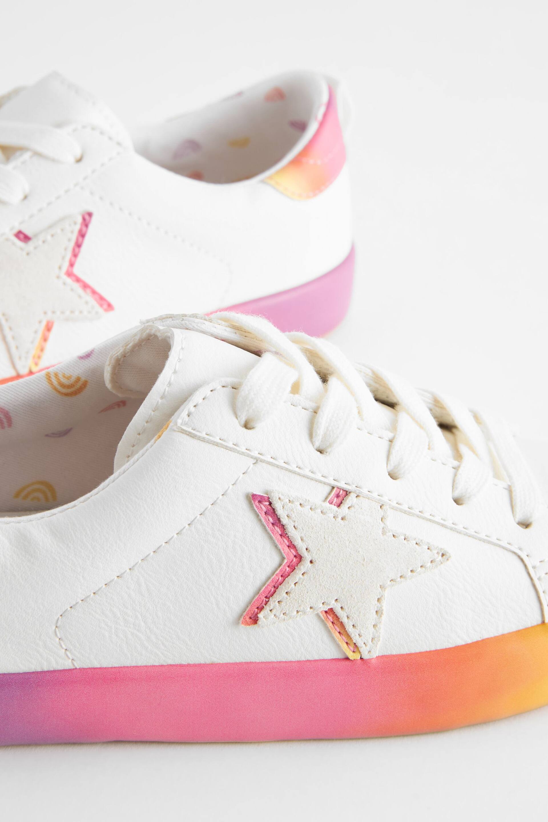 Pink/White Multi Wide Fit (G) Star Lace-Up Trainers - Image 6 of 7