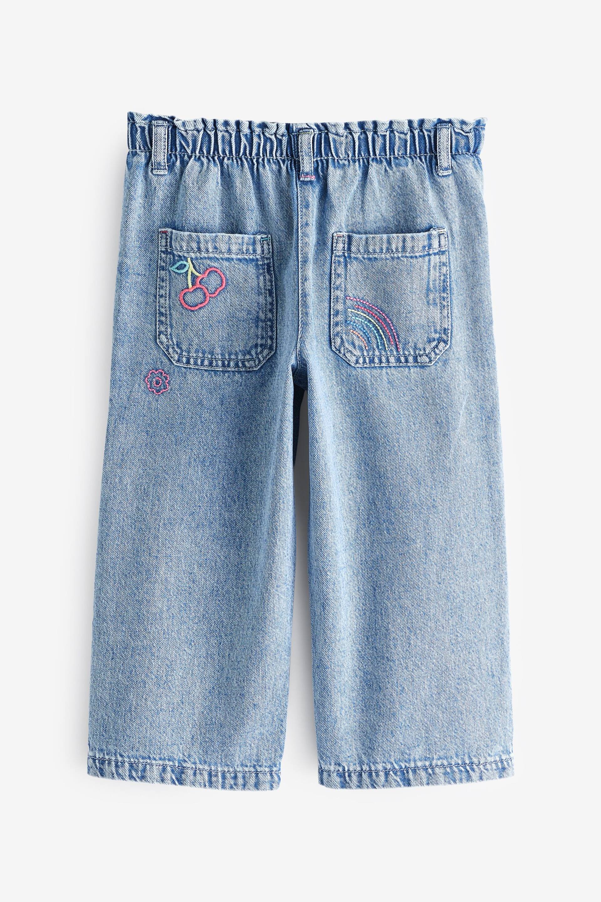 Mid Blue Denim Heart Patch Wide Leg Jeans (3mths-7yrs) - Image 6 of 7