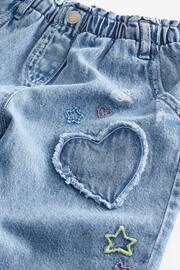 Mid Blue Denim Heart Patch Wide Leg Jeans (3mths-7yrs) - Image 7 of 7