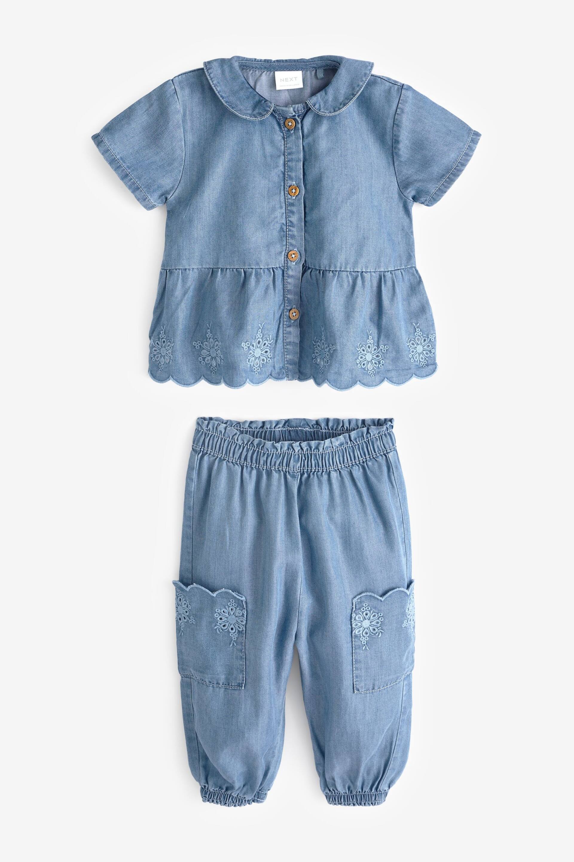 Denim Broderie Shirt and Trousers Set (3mths-7yrs) - Image 5 of 7