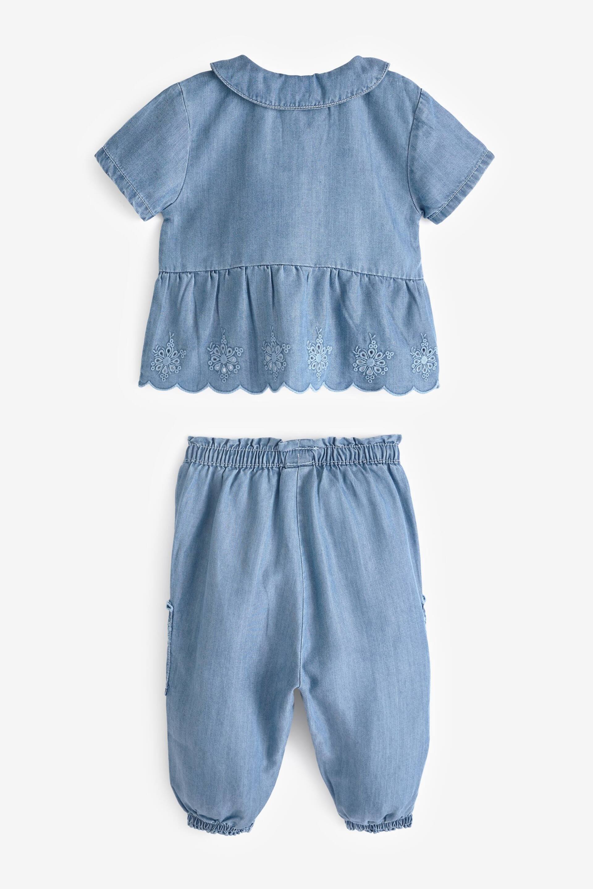 Denim Broderie Shirt and Trousers Set (3mths-7yrs) - Image 6 of 7